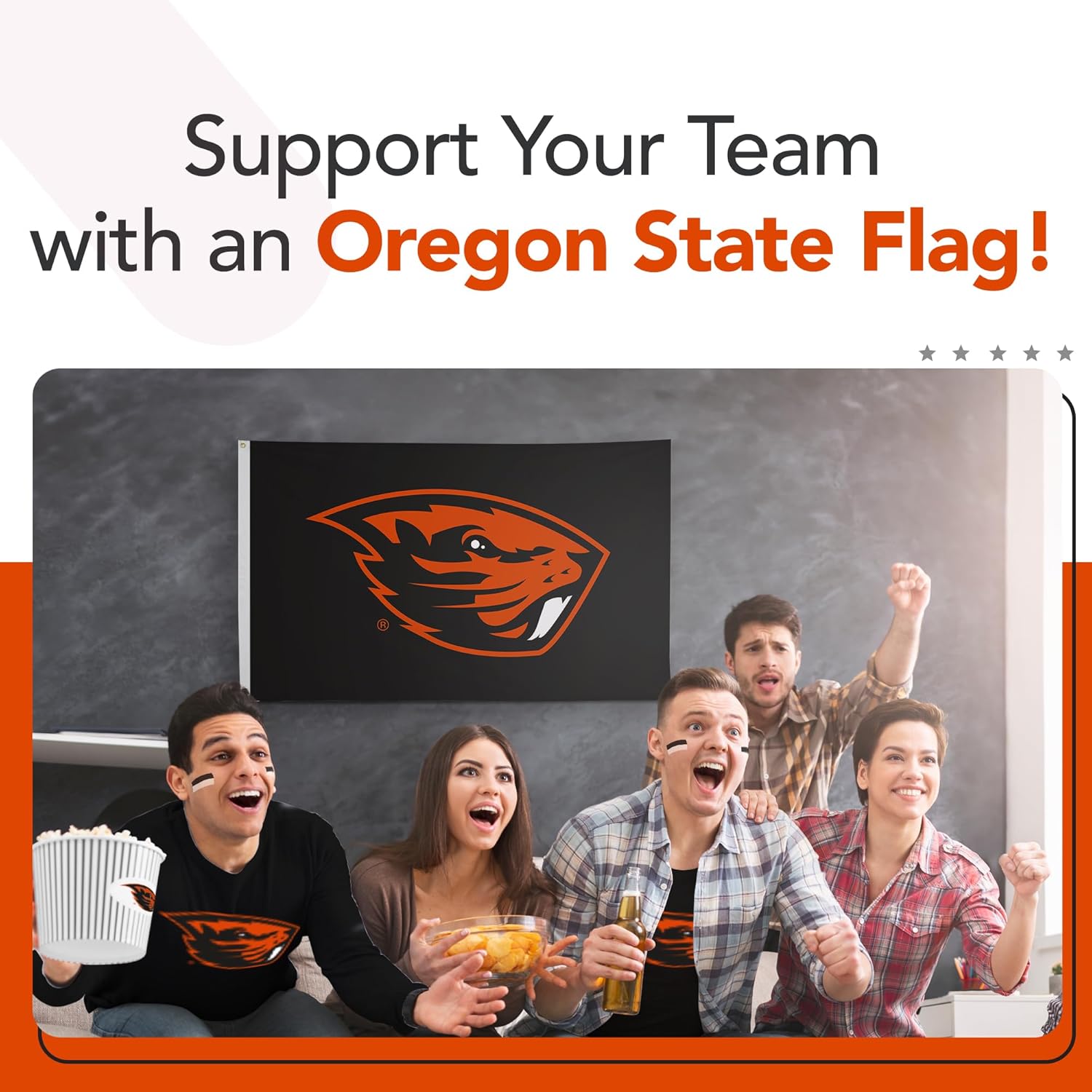 Oregon State Beavers College Sports Printed Flag - NCAA Licensed (Black, Orange, 3' x 5') - Image 4