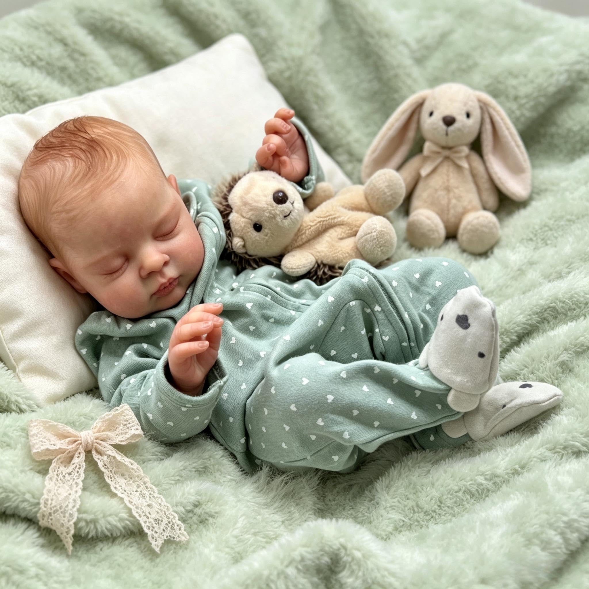 RXDOLL Realistyczne lalki Reborn Baby Dolls Close 45 cm prawdziwe lalki niemowlęce z miękką winylową tkaniną ciało realistyczne śpiące noworodki lalka ręcznie obciążona zabawka dla dzieci prezenty