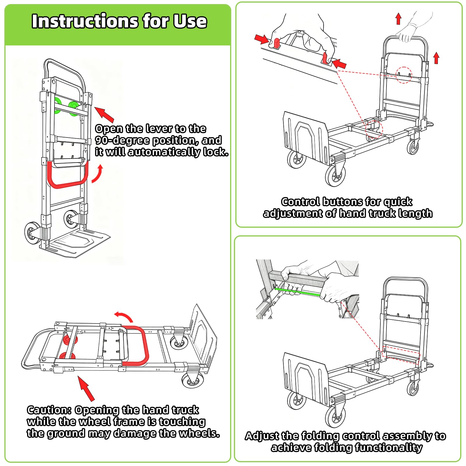 3-in-1 Folding Hand Truck - 600Lbs Capacity -8