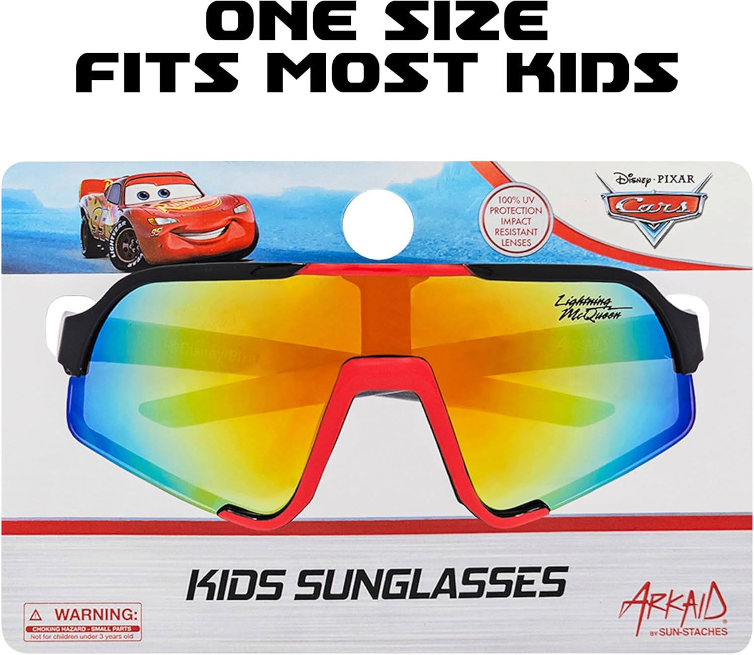 ARKAID Lightning McQueen Boys Sunglasses | Official Disney Cars Accessory | UV 400 | One Size Fits Most Kids