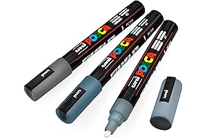 Uni-Ball POSCA PC-5M Paint Marker Art Pens in Three Shades of Gray:...
