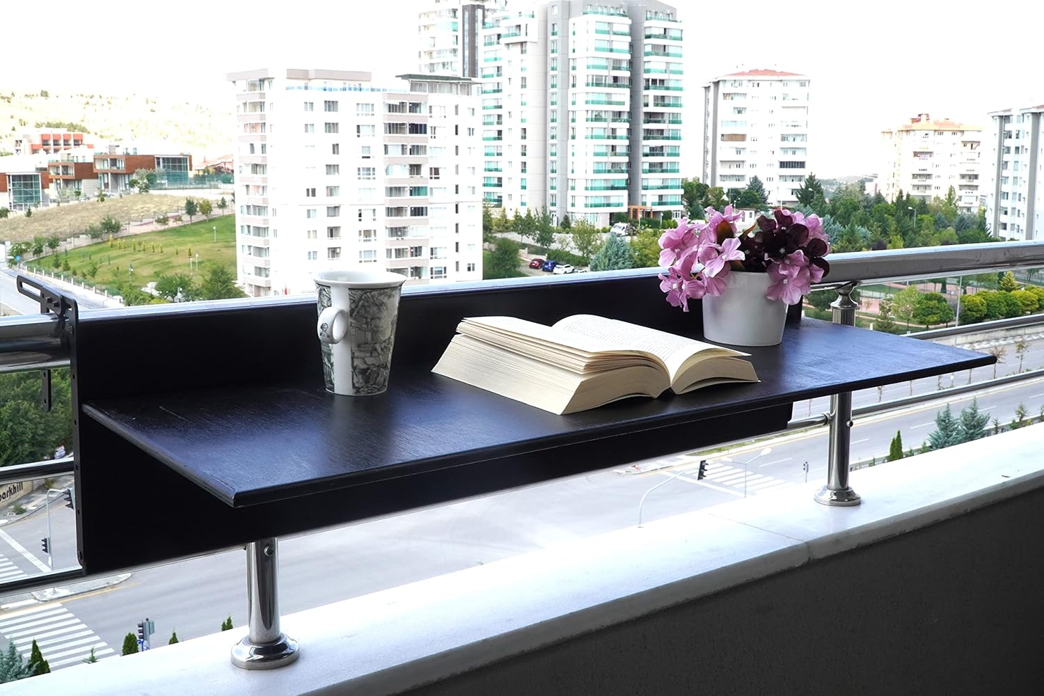 GENESIS WOODESIGN Balcony Bar Table for Railings, Balcony Folding Deck