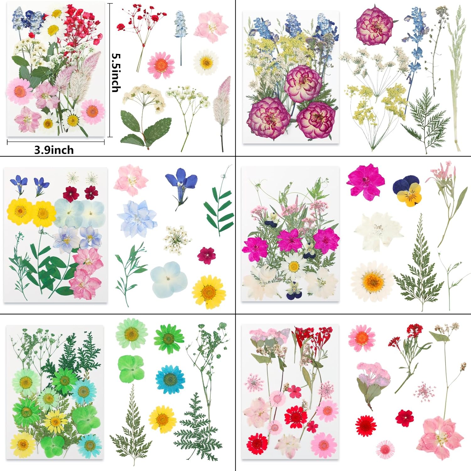 NESCCI 428 Pcs Dried Pressed Flowers for Resin,Real Nature Dried Flowers for Crafts Bulk Dry Flowers Leaves Kit Used for Resin Molds Scrapbooking DIY Art Crafts Candle Soap Making Nails Décor