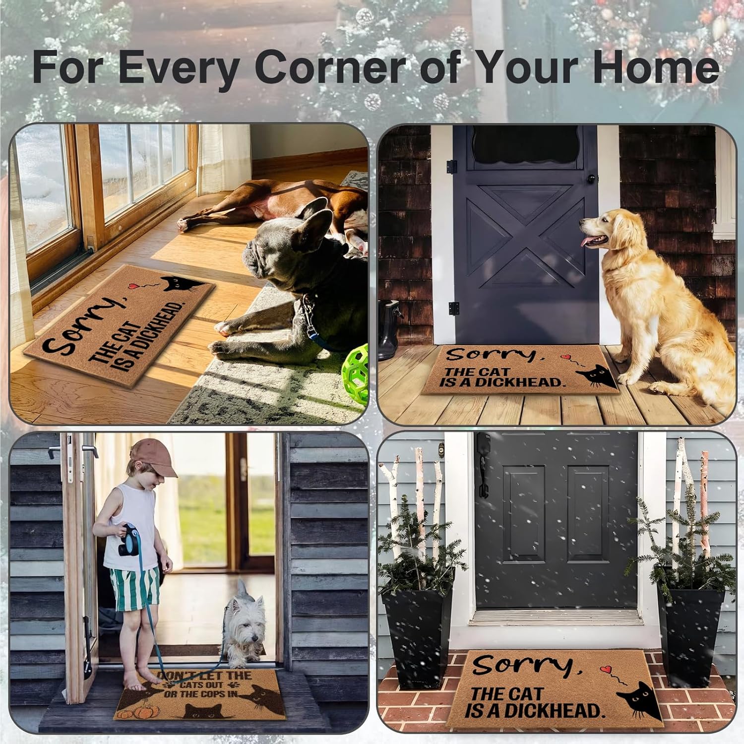 Sorry, The Cat is a Dickhead Low Profile Thin Door Mat for Inside Entry 30x18, Non Slip Indoor Welcome Rug, Washable Entrance Mat for Front Door, Apartment, Condo, Small Space