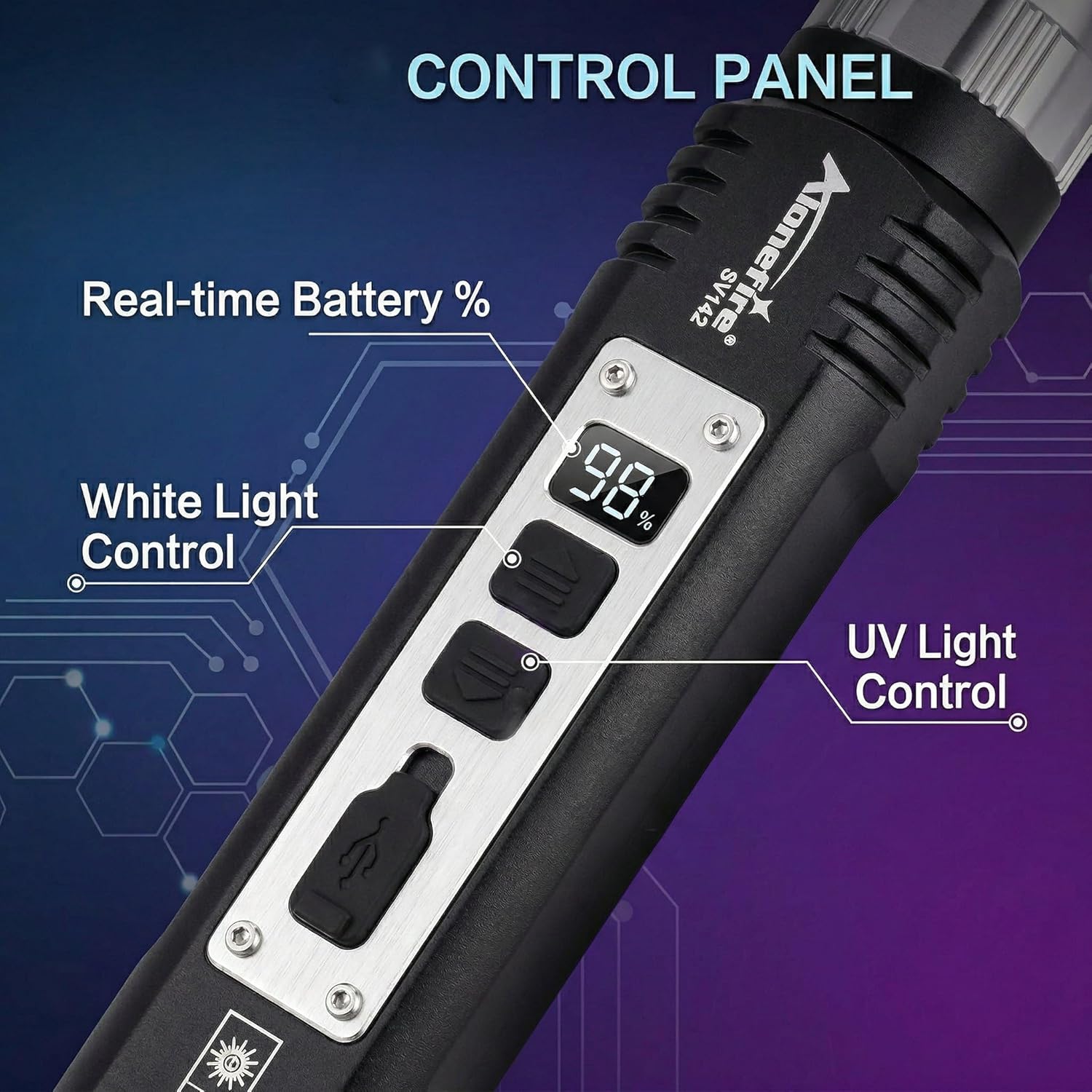 ALONEFIRE SV142 Dual White + 365nm UV Flashlight USB-C Rechargeable 2-in-1 Pet Urine Detector EDC Tactical Light