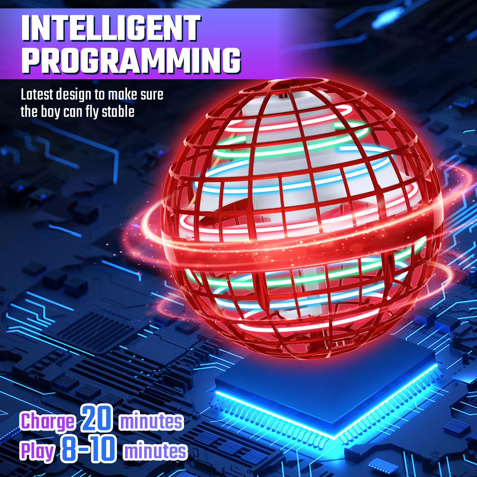 Sosuy 2025 Fliegender Ball Spielzeug FüR Junge, Hover Flying Rotierender Schwebeball Magischer Boomerang Spinner Mini Drohne Ball Weihnachts Geschenke FüR Jungen Kinder üBer MäDchen 6 7 8 9 10+