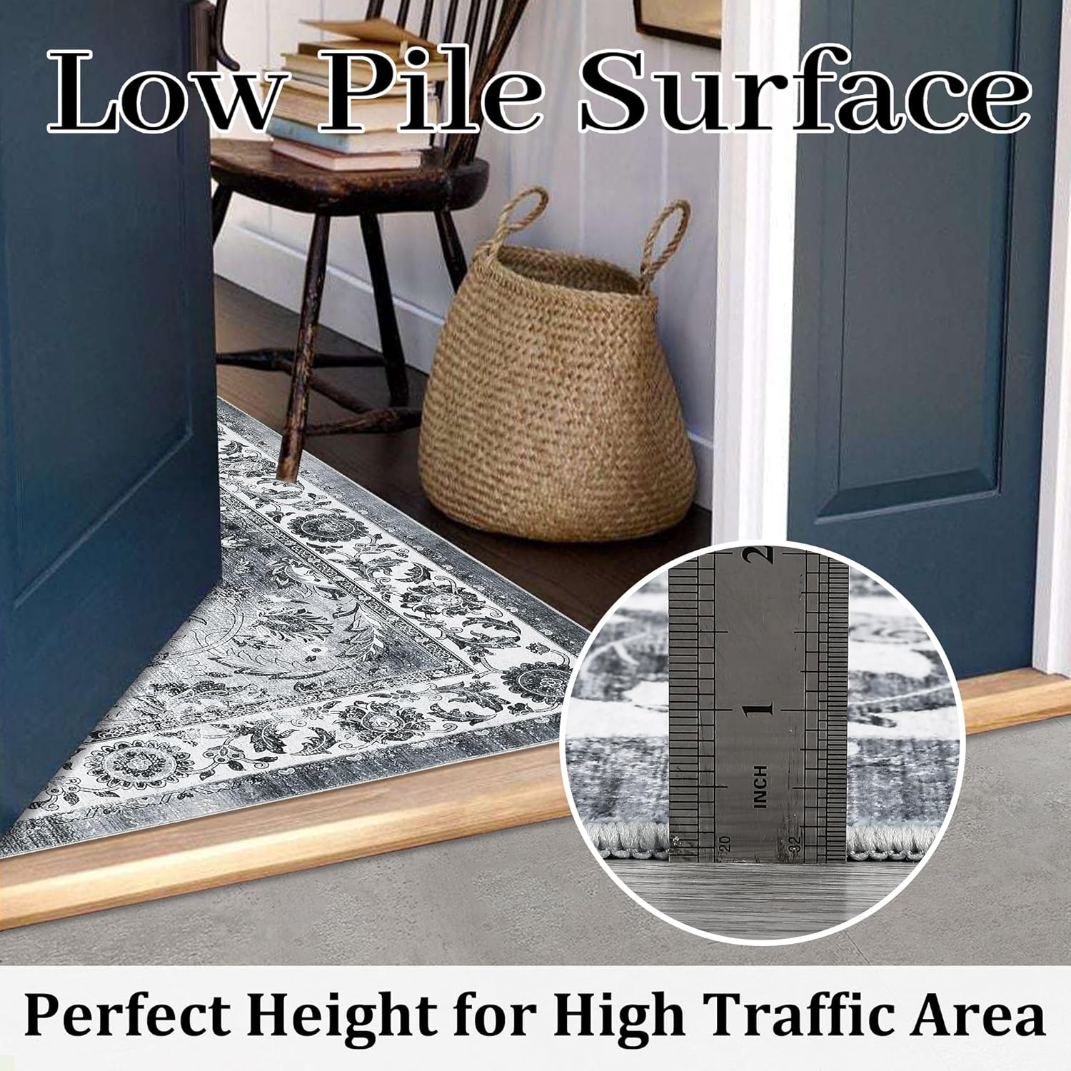 Area Rugs Machine Washable Rug Non-Slip Printed Floor Carpet Low Pile Vintage - Picture 23 of 25
