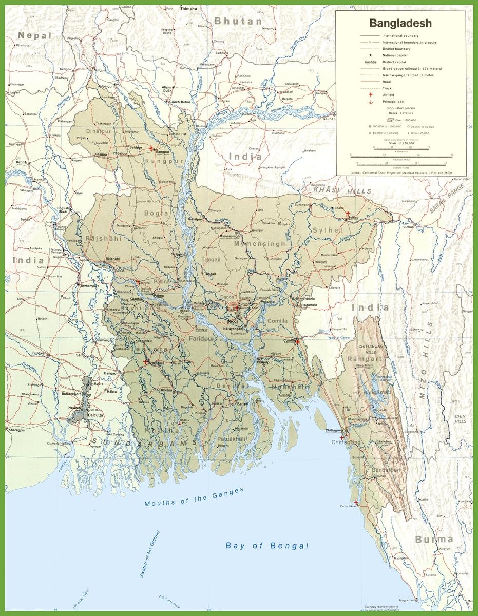 Gifts Delight Laminated 24x30 Poster: Road map of Bangladesh