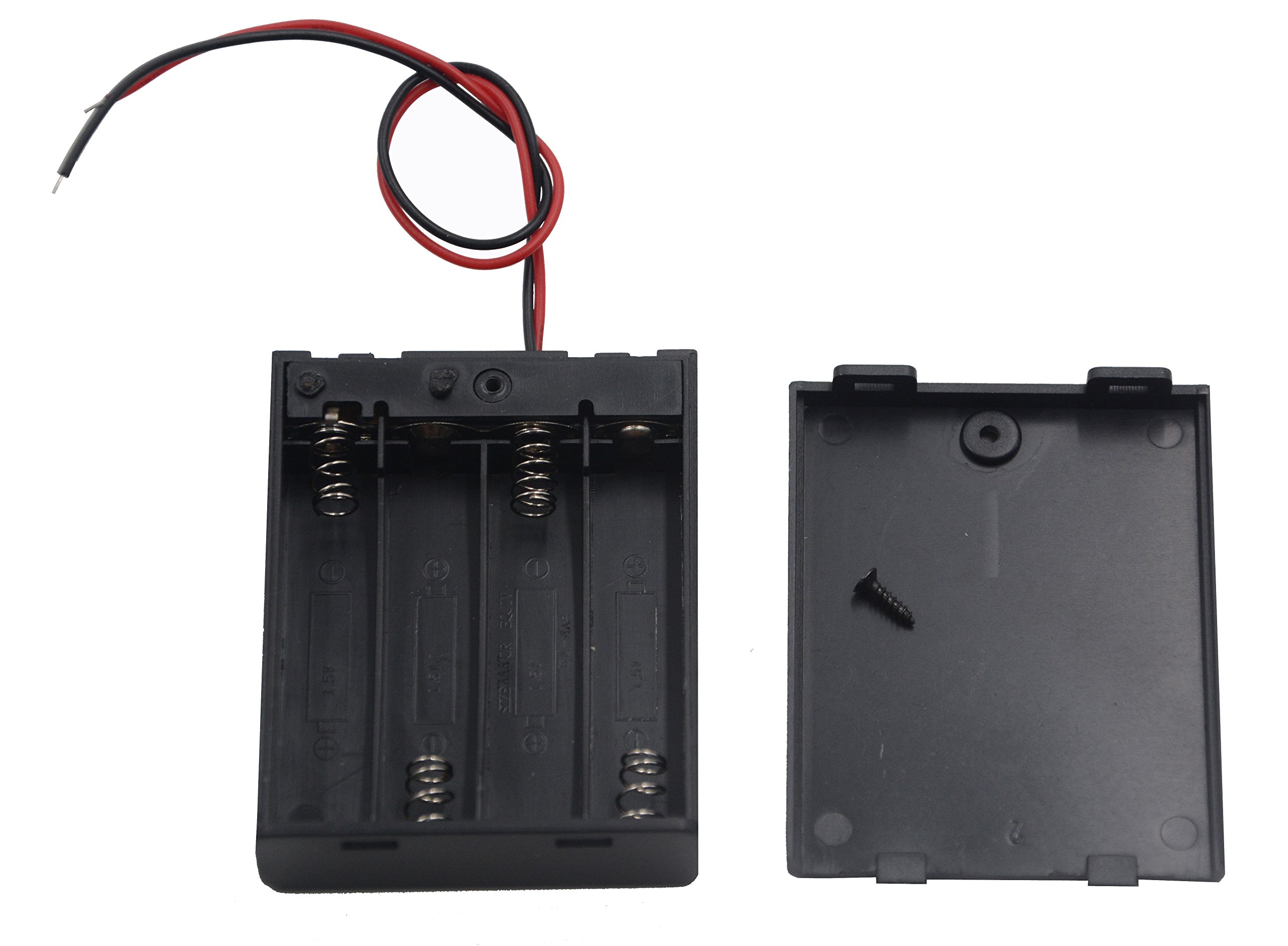 ATOPLEE 2Pcs 6V Wire Leads Holder Case 4AAA Rechargeable