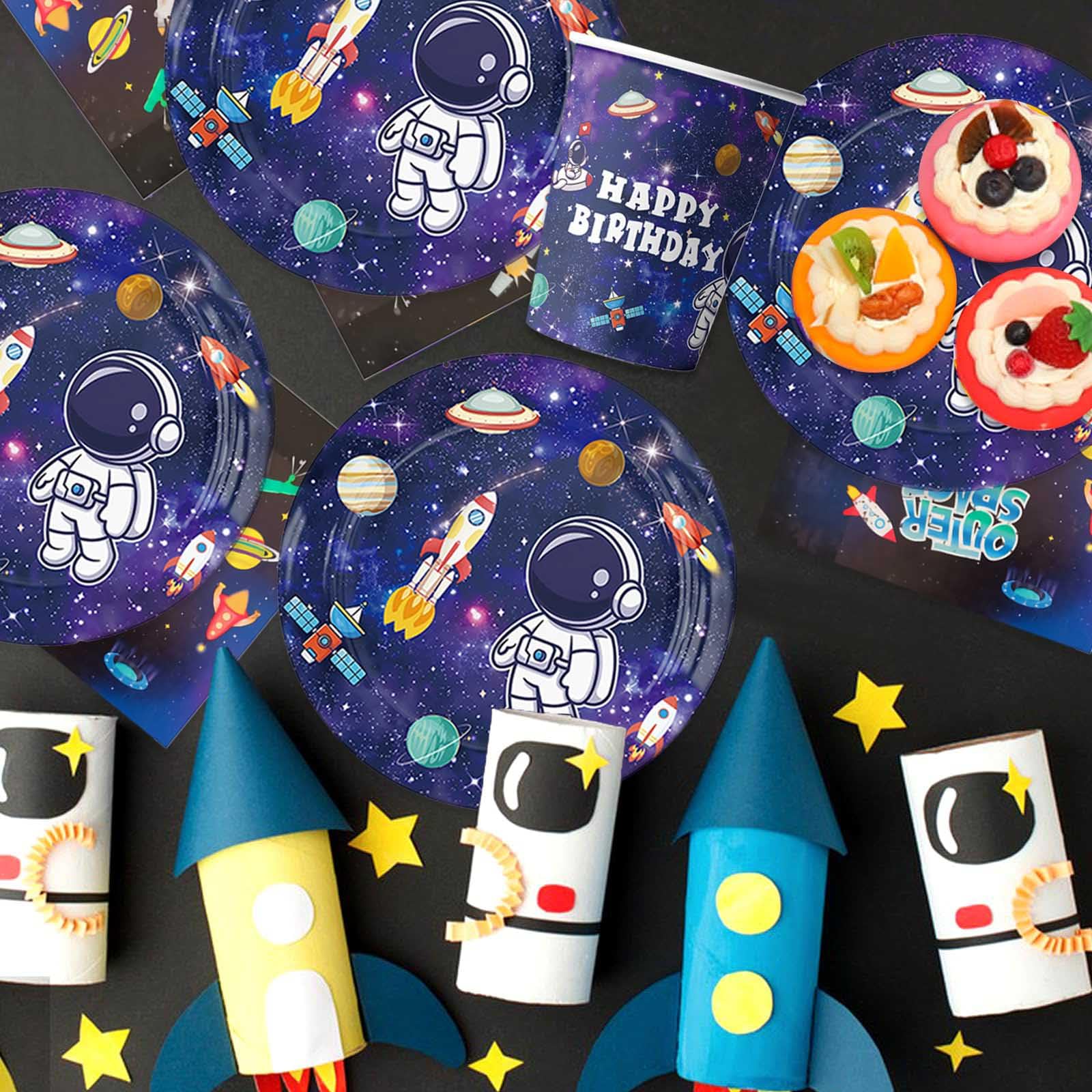 Set Stoviglie Tema Spazio Per 16 Ospiti - Piatti, Bicchieri E Tovaglioli Decorati Astronauta - Foto 4