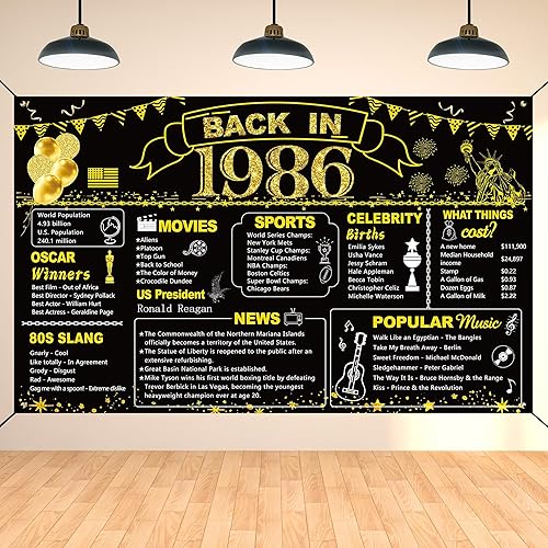 Miniatura 16 de DARUNAXY Decoración de fiesta de 71 cumpleaños negro y dorado, cartel de "Back in 1955" para fiesta de cumpleaños de 71 años, suministros de póster