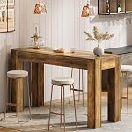 Tribesigns 63" Rectangular Dining Table, Rustic Wooden Kitchen Table with 4 Sturdy Legs, Farmhouse Dining Room Furniture for Family Meals, Apartment, or Small Space (Brown)