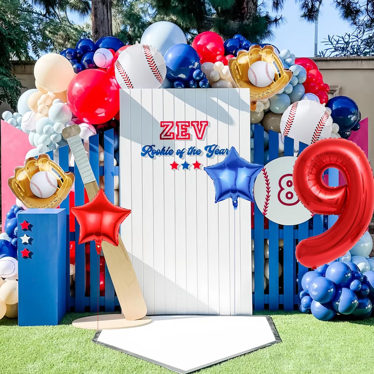 Baseball 9th Birthday Party Balloons,32 Inch Red Foil Number 9 Balloon,Sports Theme Baseball Glove Foil Balloon for Rookie of the Year 9th Birthday Decoration Supplie image 5