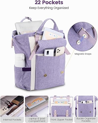 Miniatura 10 de LOVEVOOK Mochila para laptop para mujer, mochila de viaje para mujer, bolsas de trabajo de enfermera, bolsa de trabajo para profesores, bolsa para