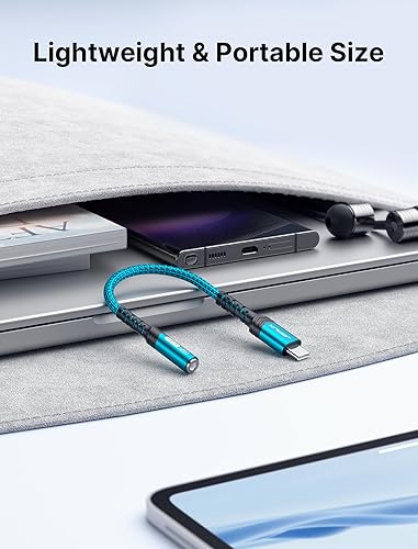 Miniatura 70 de JSAUX Adaptador USB C a conector de audífonos hembra de 6/64" (3.5 mm) para audio auxiliar, compatible con Samsung Galaxy S23, S23+, S23 Ultra, S22