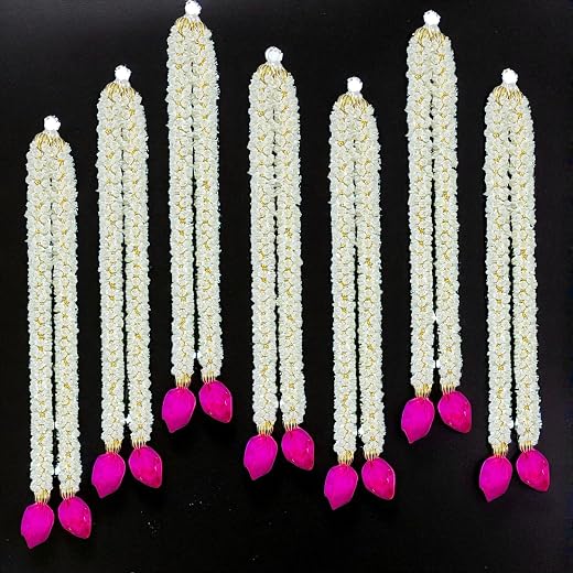 Scroll Kart Lotus Hanging 5 Pcs | Mogra Floral Wall Hangings for Temple Decor,Showpieces for Stage Decor|Handmade Wall Dec...