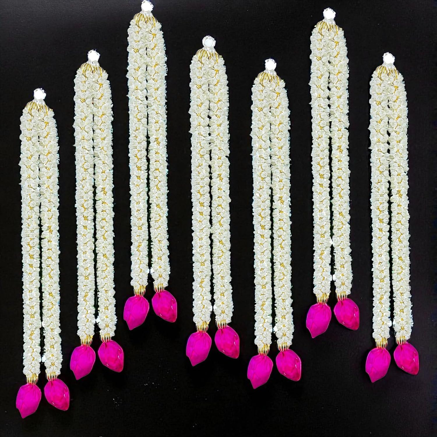 Scroll Kart Lotus Hanging 5 Pcs | Mogra Floral Wall Hangings for Temple Decor,Showpieces for Stage Decor|Handmade Wall Dec...
