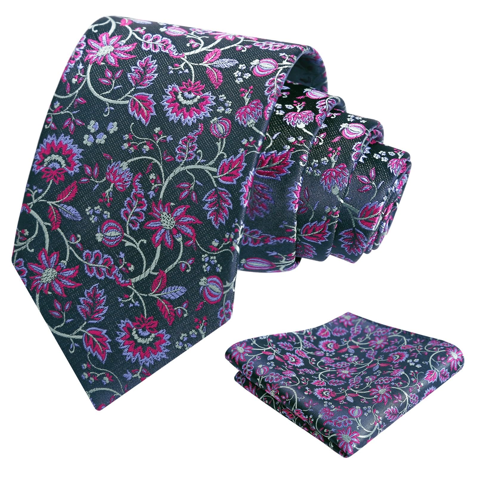 Alizeal Mens 3.15inches Leaf Flower Pattern Tie Set