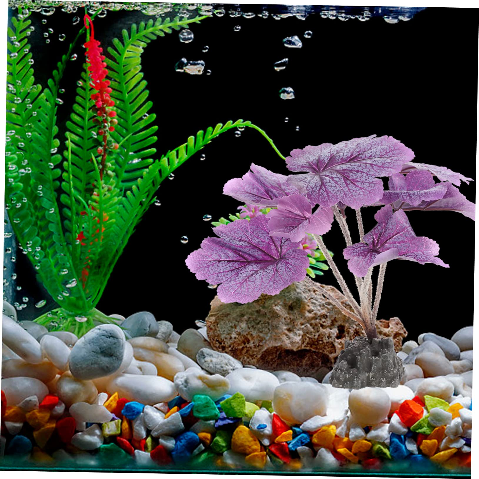 YARNOW 3 Pezzi acquario paesaggistico piante acquatiche piante d'acquario viola finta sott'acqua impianti pianta artificiale da plastica Viola,porpora