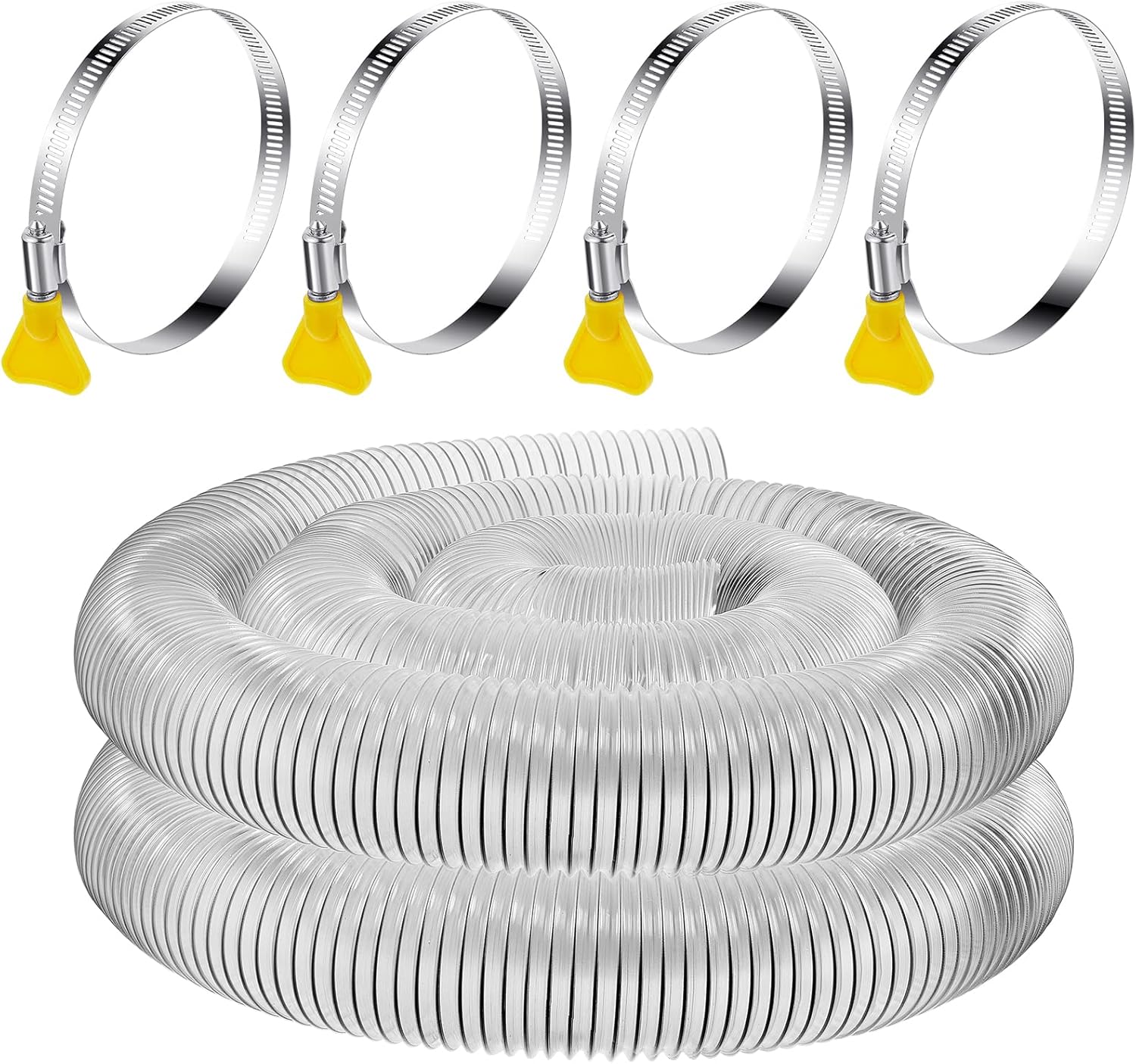 Flexible PVC Dust Collection Hose with Stainless Steel Hose Clamps Clear Vacuum Hose Dust