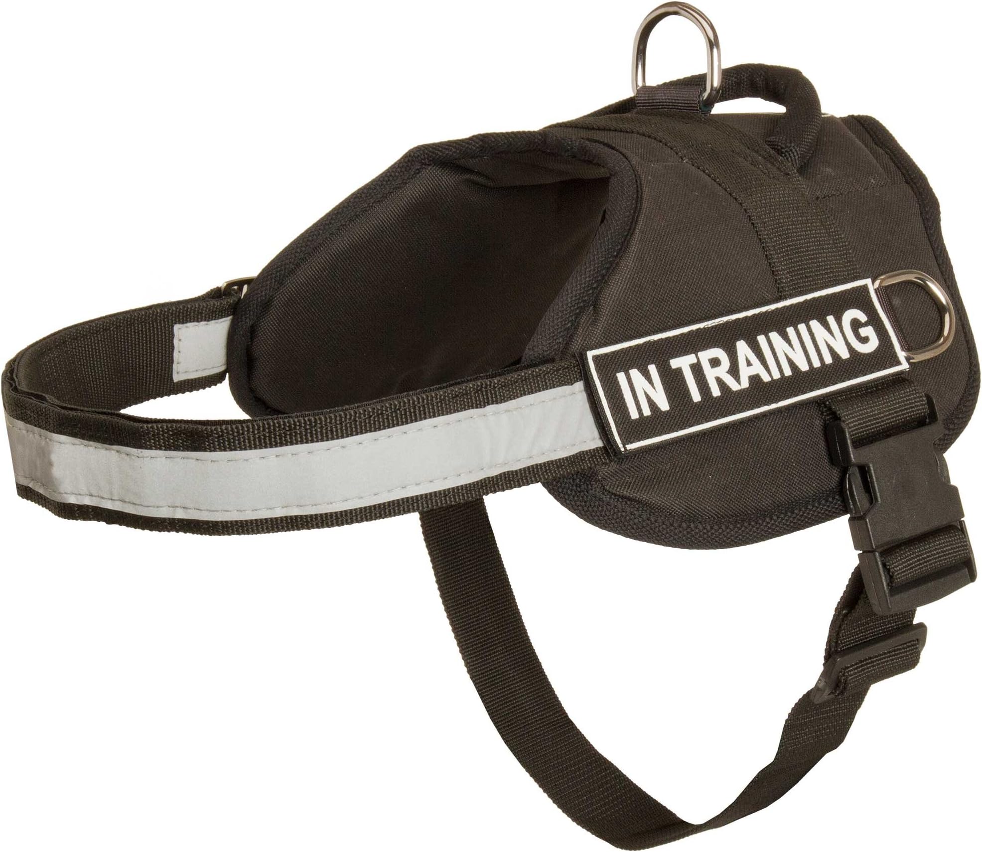 Nylon Dog Harness with Reflective Strap for Training, Walking, Police Service, SAR and More - Size XXS with "Therapy Dog" Velcro Patches