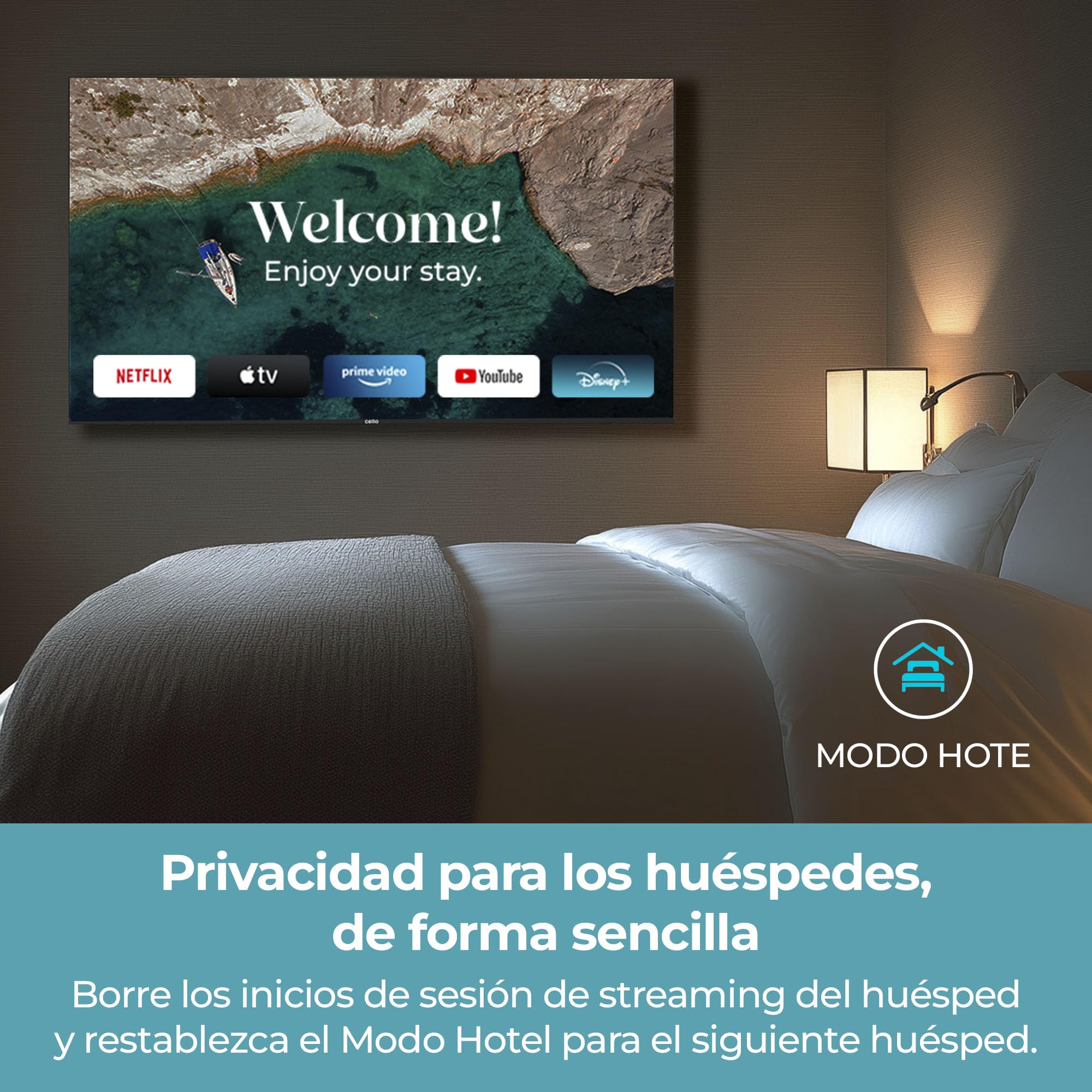 Cello C1626TZH Smart TV 16" con Tizen OS de Samsung, Bluetooth y Sonido Pitch, Triple Sintonizador, Ideal para Cocina, Dormitorio y Espacios pequeños, Solo Funcionamiento con Red eléctrica