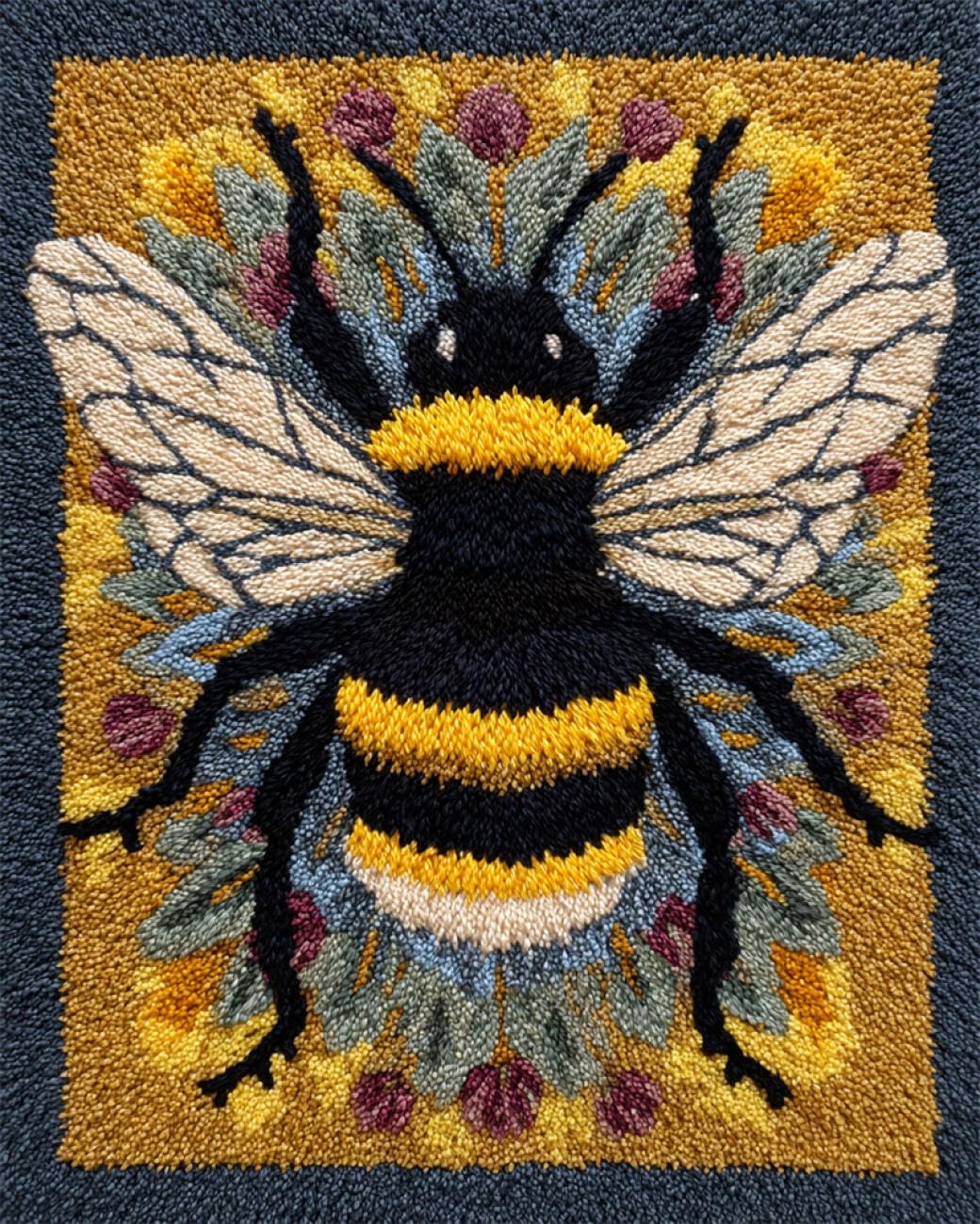AxiangziK DIY Latch Hook Cushion Kits Cartoon Bee Latch Hook Rug Kits for Beginners DIY Needlework Crocheting Tapestry Kit Home Decor 39x55in