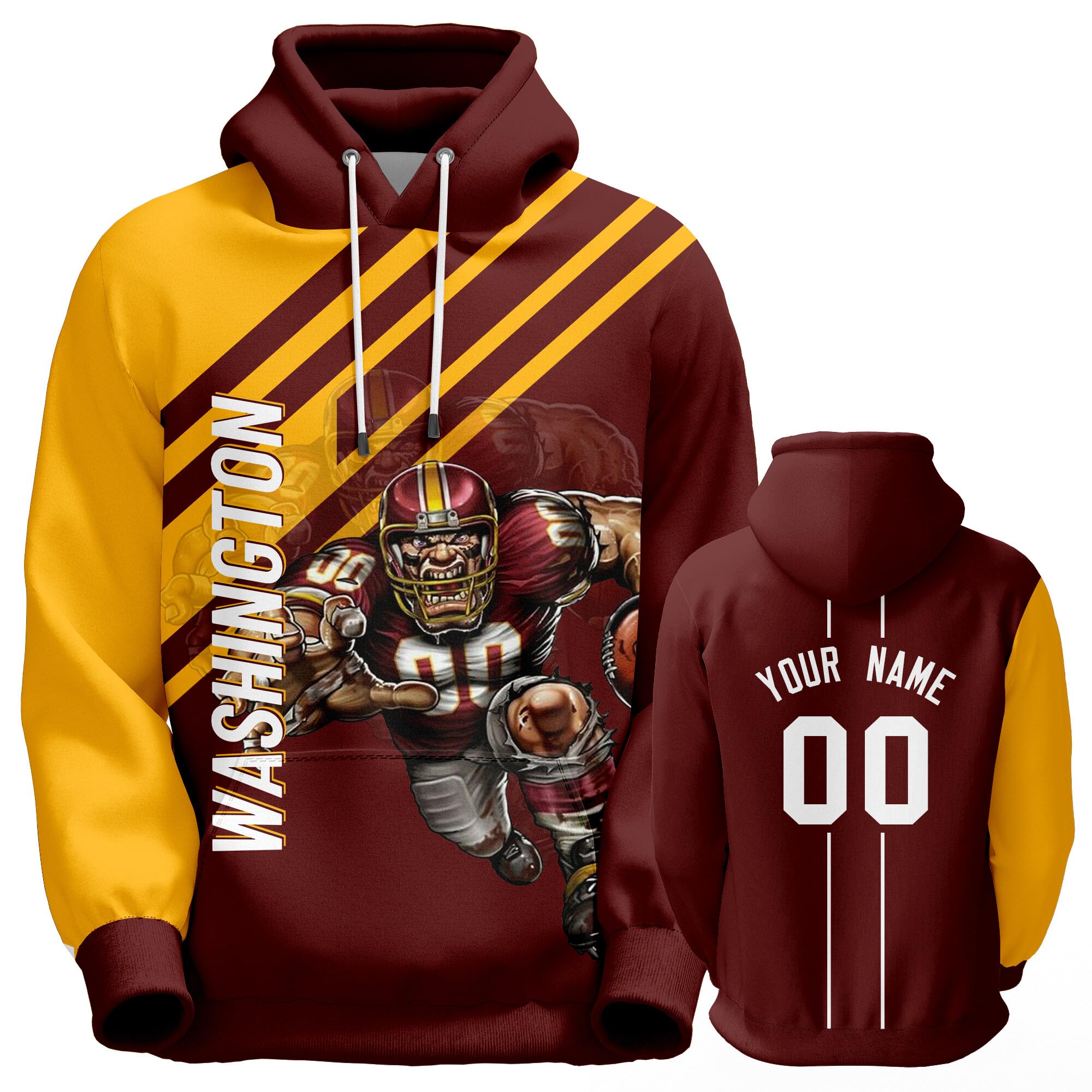 Nojioji Custom Football Hoodie City Mascots Hooded Sweatshirt Personalized Name Number Fans Gift for Men Women Youth