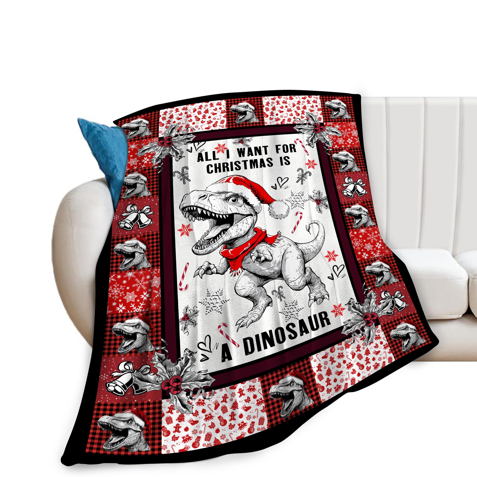 UIAMT Christmas Dinosaur Throw Blanket Gift for Dinosaur Lovers 40"x50"
