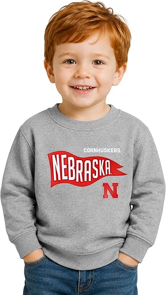 Little King NCAA Toddler Boys and Girls Crewneck Sweatshirt-Pennant Logo-Vintage Gray 2T 3T 4T 5T
