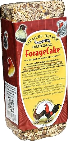 Farmers' Helper Original Forage Cake For Chickens, Turkeys, Peafowl, Guinea Fowl, Geese, Pheasants and Ducks, 13 Ounces