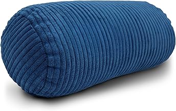 Amilian Nackenrolle mit Bezug 40x15 cm – Cord Kissen mit Füllung – Waschbar – Für Erwachsene & Kinder – Ideal für Nacken (Mitternachtsblau, 40 x 15 cm)