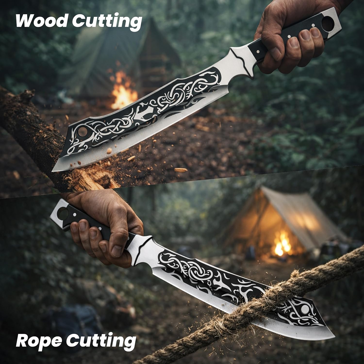 17 inch Parang Machete Knife with Sheath -Full Tang Japanese Tactical Machete for Cutting Trees Heavy Duty For Yard work,Camping,Survival&Brush Clearing- Gift for men& Women