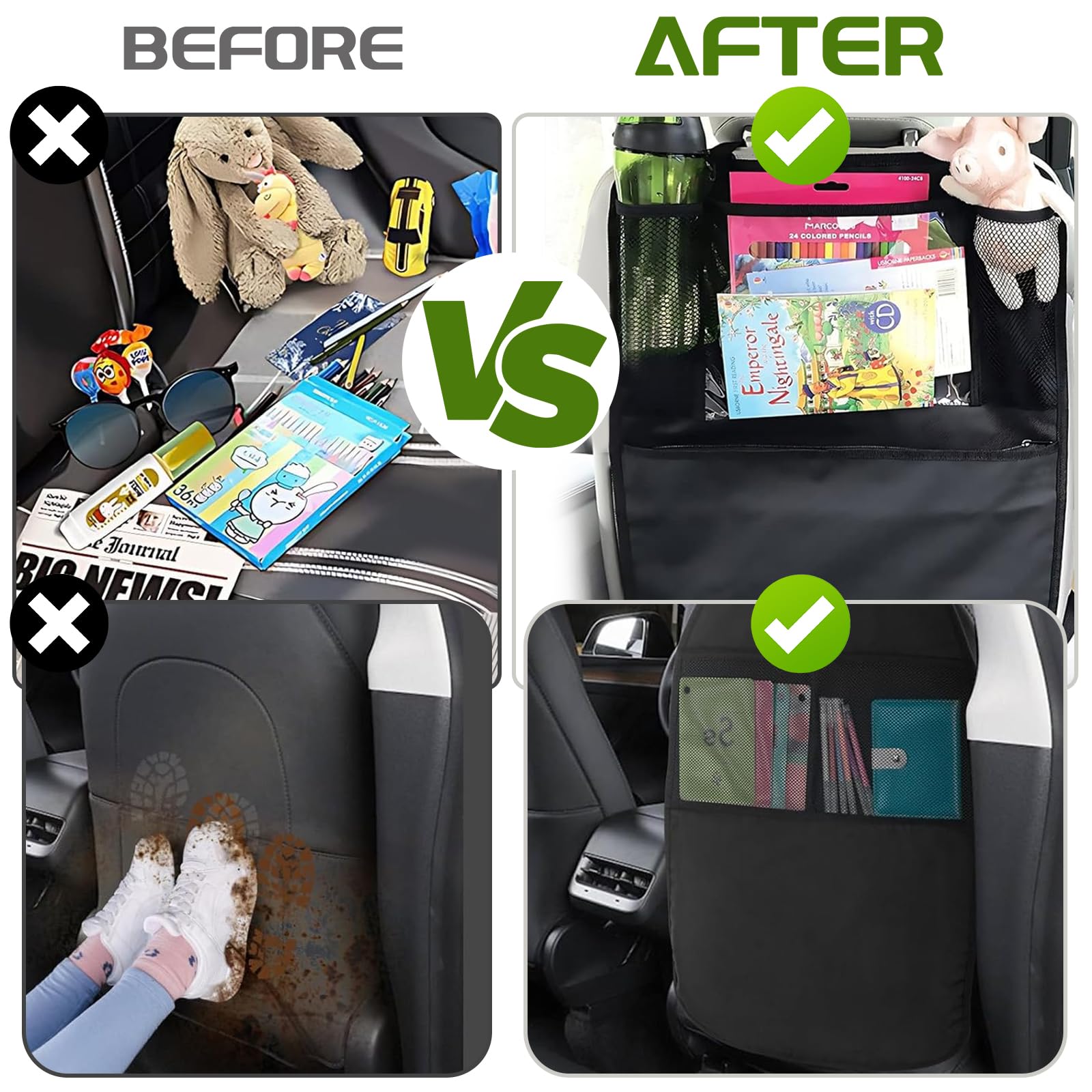 Protection Dossier Siège Voiture Enfant Oxford 600D - Organiseur Imperméable Avec Poches
