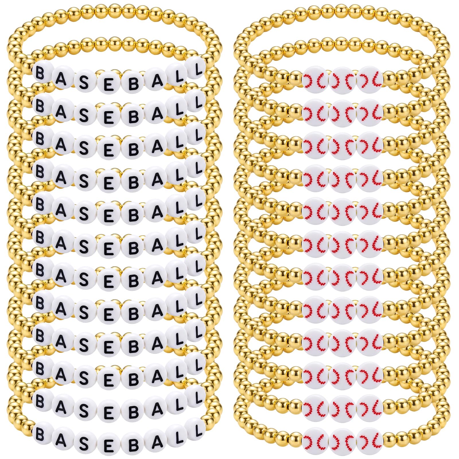 Huquary 24 Pcs Beaded Bracelets Bulk Sports Party Favor