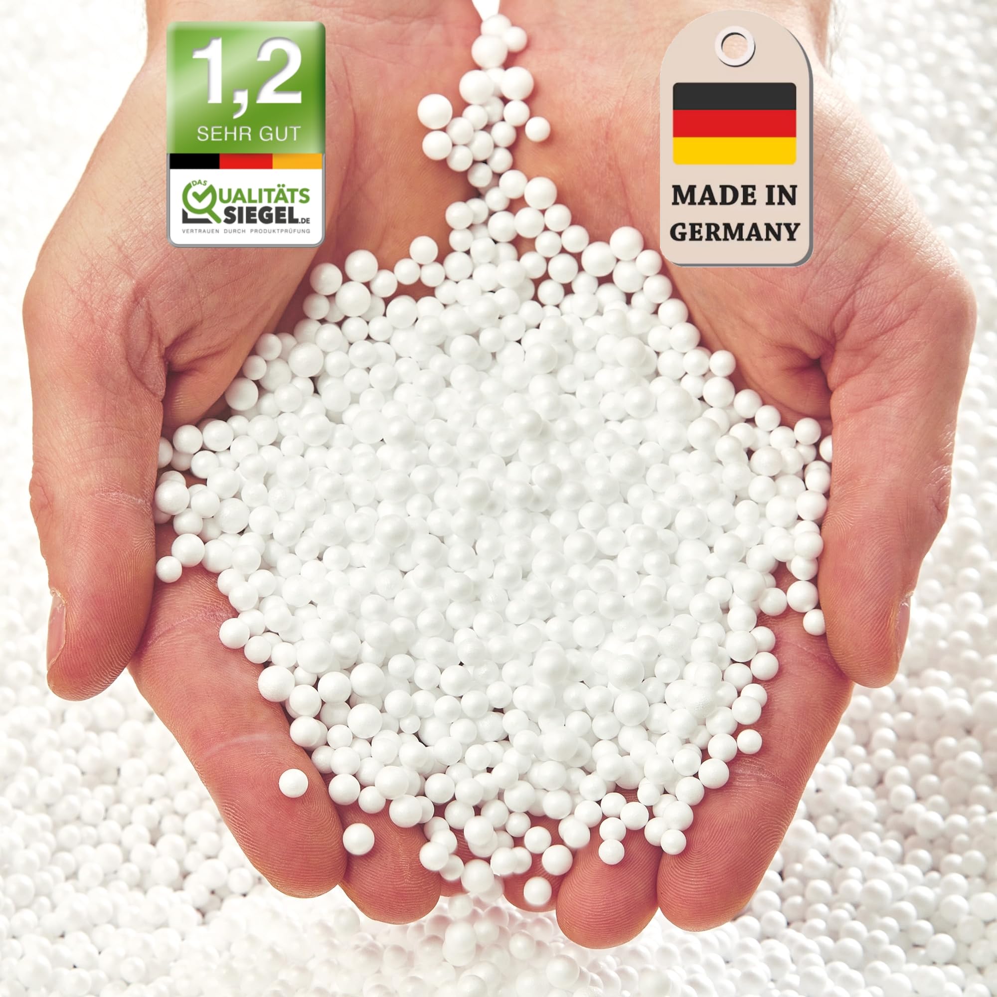 Green Bean 1 Liter Hochwertige EPS Perlen aus Deutscher Produktion für Sitzsack-Füllung | Styropor-Kügelchen Nachfüllpack Kissen-Füllung Stillkissen Styroporkugeln