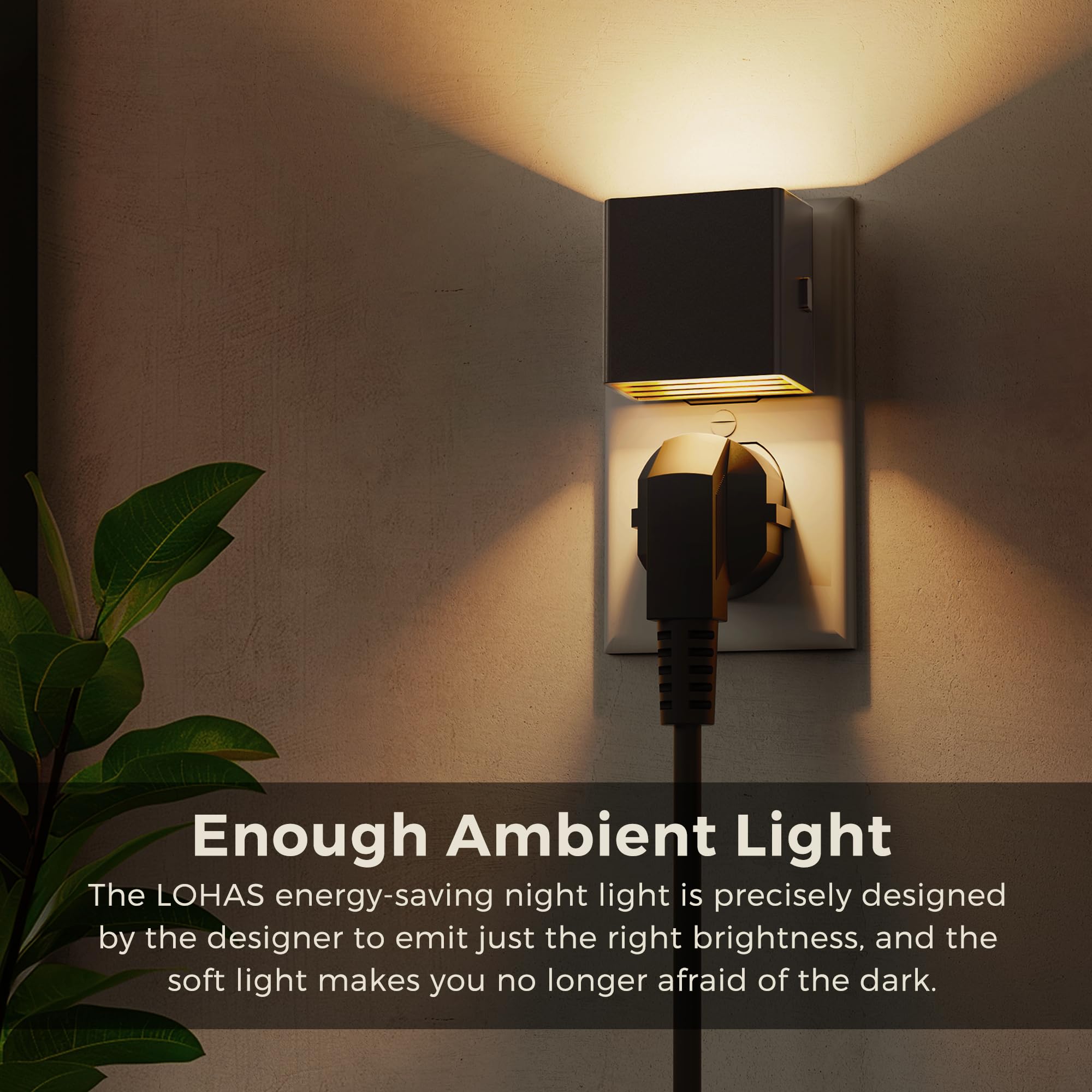 L Lohas Lot de 2 veilleuses LED à fixer au mur avec capteur de lumière, blanc chaud 3000 K, décoration moderne pour salle de bain, couloir et cuisine