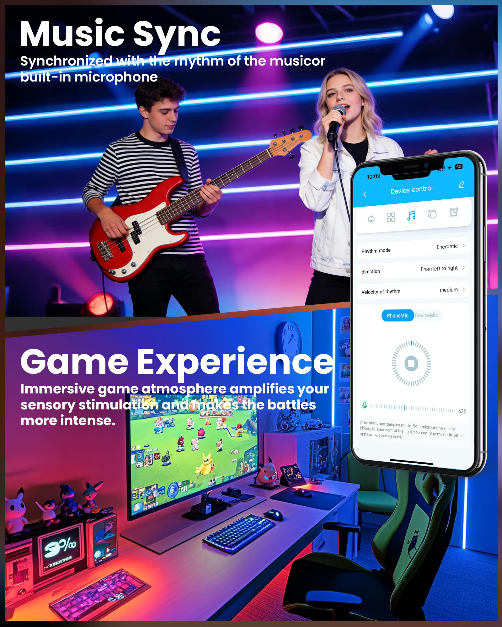 VOLIVO 200M Smart LED Strip Control App-Steuerung Bluetooth RGB Musik Sync für den Innenbereich 12V Mehrfarbig