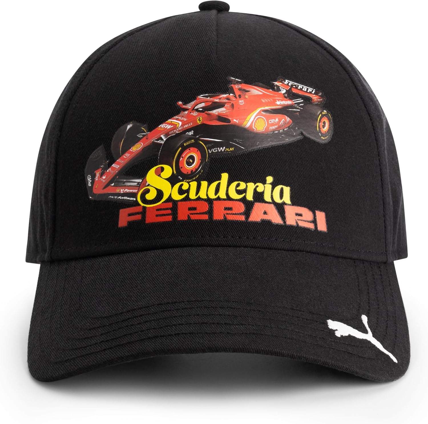 PUMA Scuderia Ferrari F1 Hat with Car Print - Black- One Size Fits Most