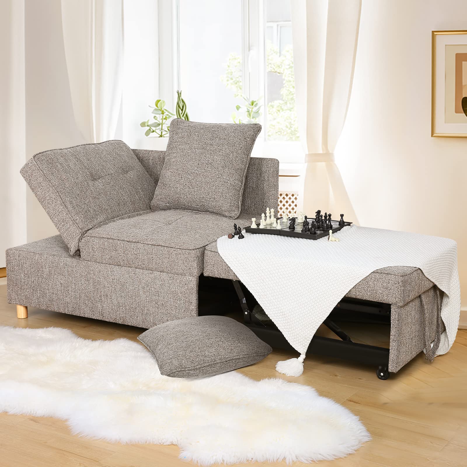 Buy SEJOV Sofa Bed Chair 4in1 Convertible Chair Bed, 3Seat Linen