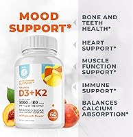 Vista 3 de DR. MORITZ Gomitas de vitamina D3 (5000 UI) con K2, para adultos y niños, gomitas de vitamina D3 K2 para apoyo inmunológico y salud ósea, veganas