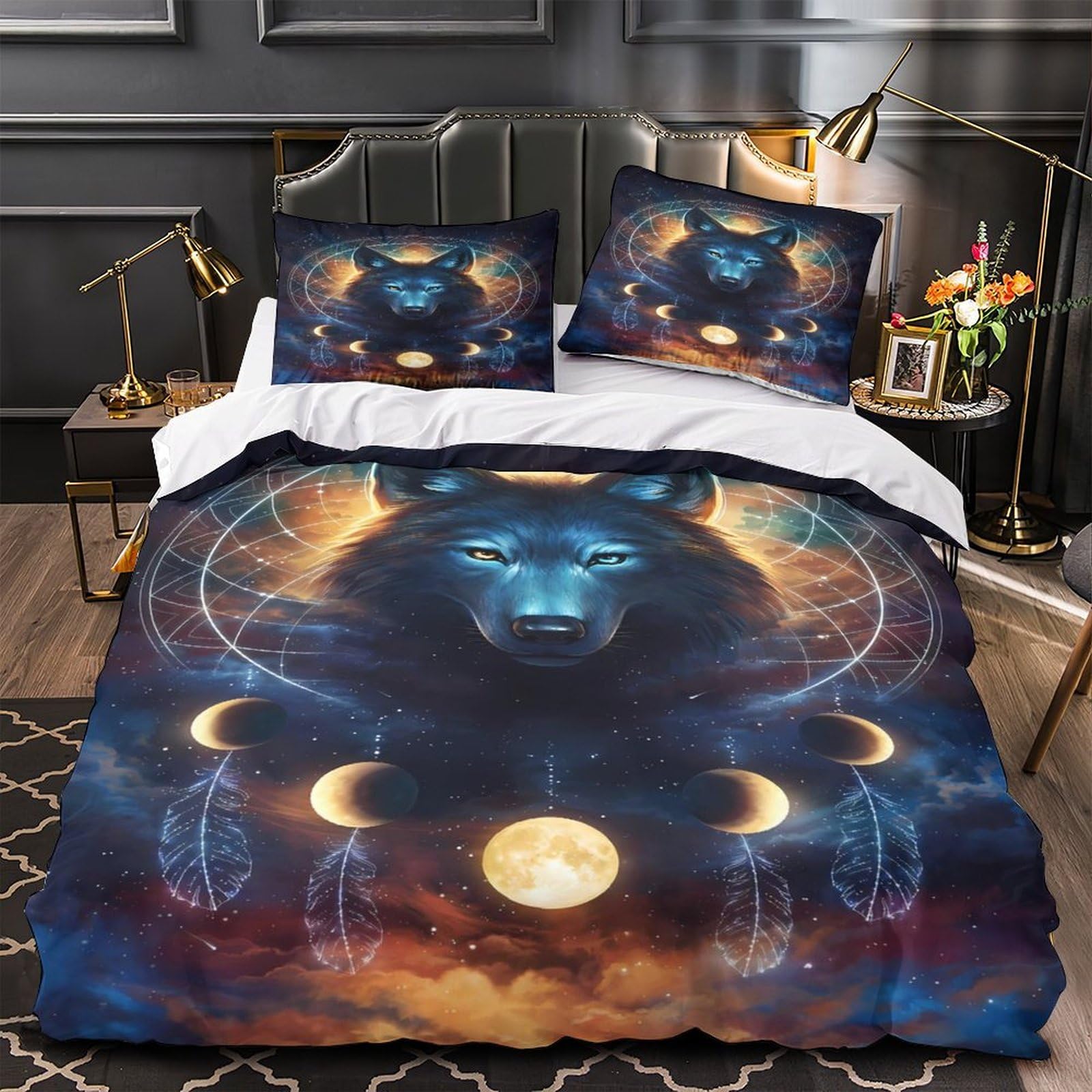 Housse de couette hypoallergique loups 260x220cm pour protéger les peaux sensibles