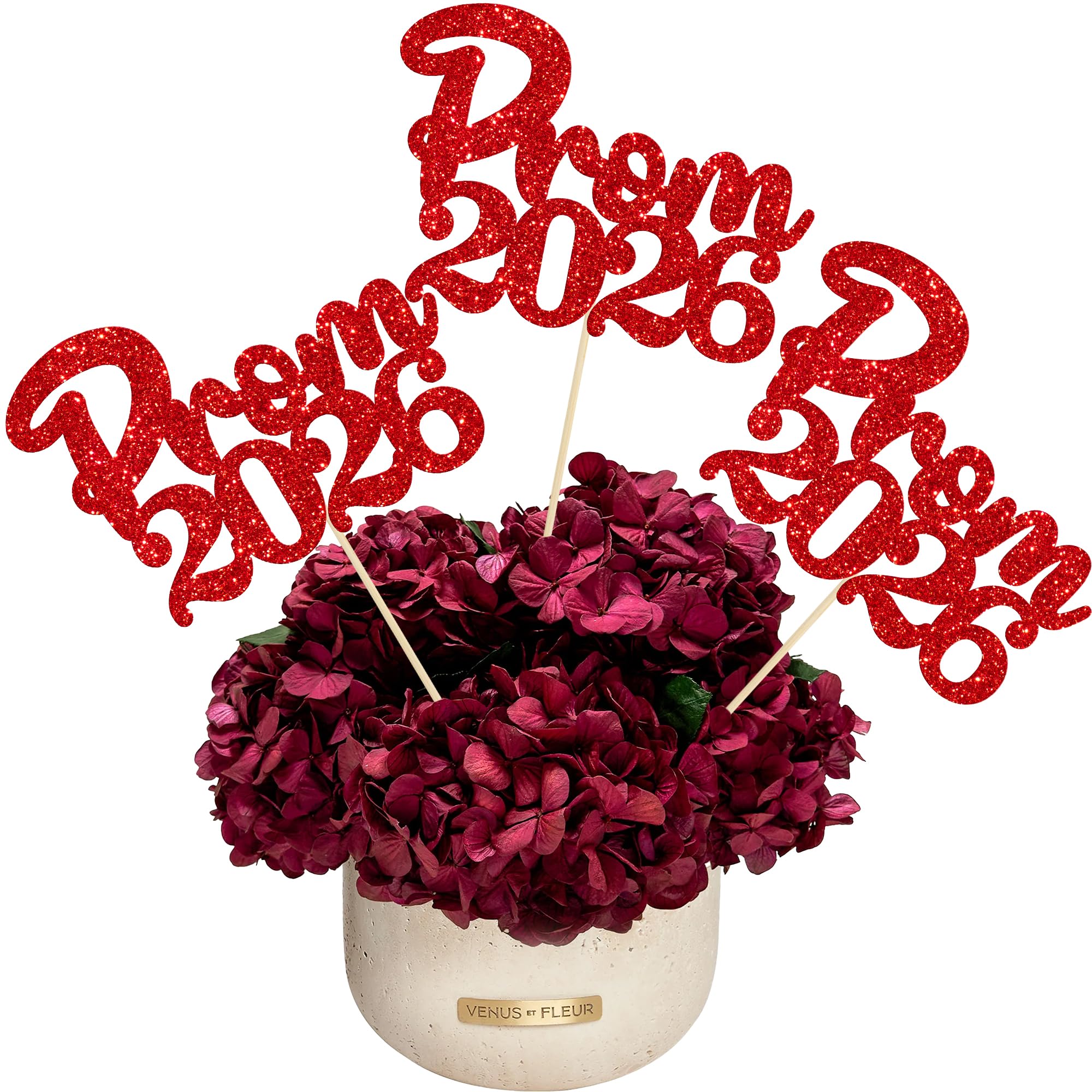 Gyufise 12Pcs Prom 2026 Centerpiece Sticks Prom Night Party 2026 Graduation Table Flower Sticks Class of 2026 Floral Decorations for 2026 Graduation Prom Party Supplies Red