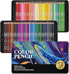 Conjunto de lápis de cor de artista de 72 cores para livros de colorir para adultos, lápis de colorir de núcleo macio, canetas de desenho numeradas profissionais para mistura de sombreamento
