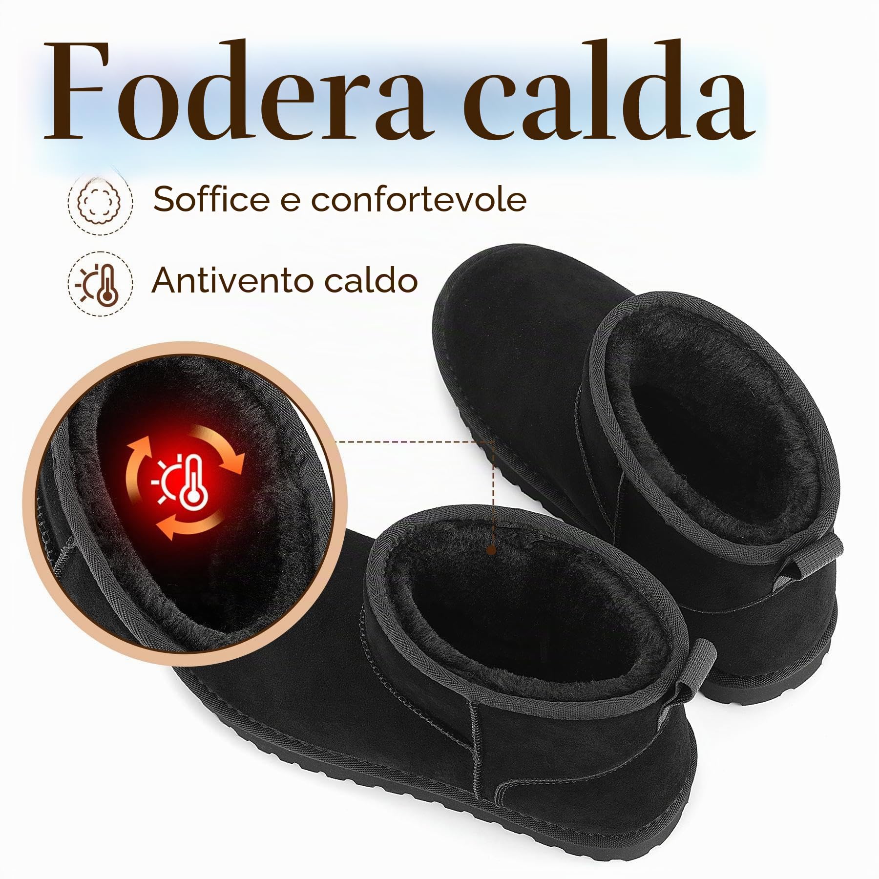 Mishansha Stivali Donna Invernali Imbottiti 36-42 EU | Scarpe da Neve, Calda, Antiscivolo, Comode, Spostamenti Quotidiani, Passeggiate