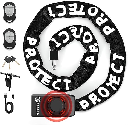 Cerradura de cadena de bicicleta de 110 dB con alarma, cerradura de bicicleta de 4 pies con alarma antirrobo, resistente antirrobo, cerradura de