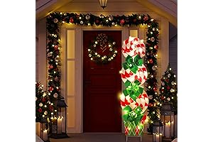 Christmas Peppermint Candy Lawn Yard Stakes with LED 44 Inch Lights