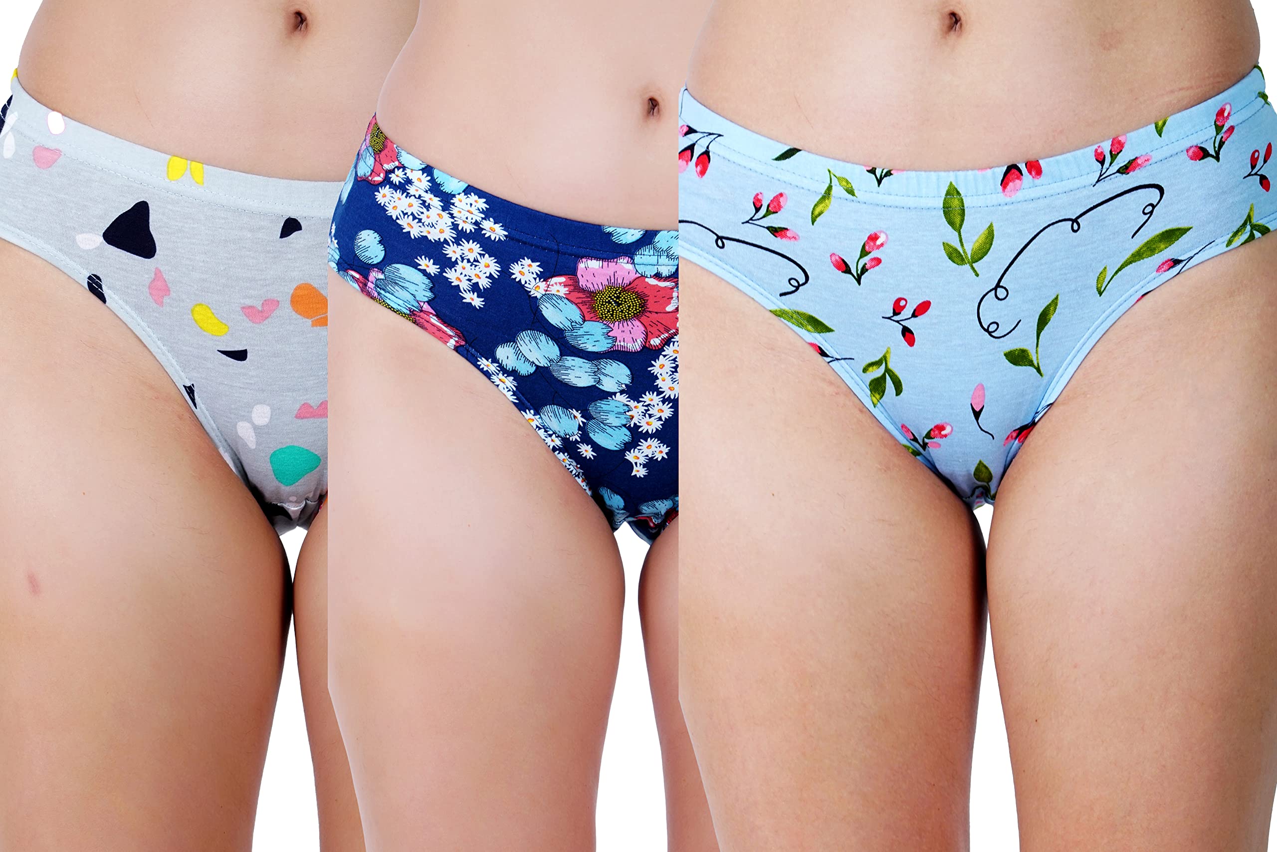 ladyland Pack of 3 Women Antibacterial Soft Hipster Panty for Regular Uses, Made of 100% Cotton, Grip Fit, All Over Printed Comfortable Panties for Girls, Ladies-picture-13