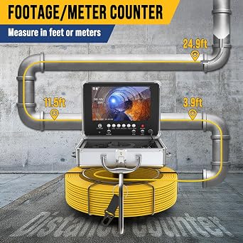 Anysun Self-Leveling Sewer Camera with Locator, Distance Counter, 7mm Cable