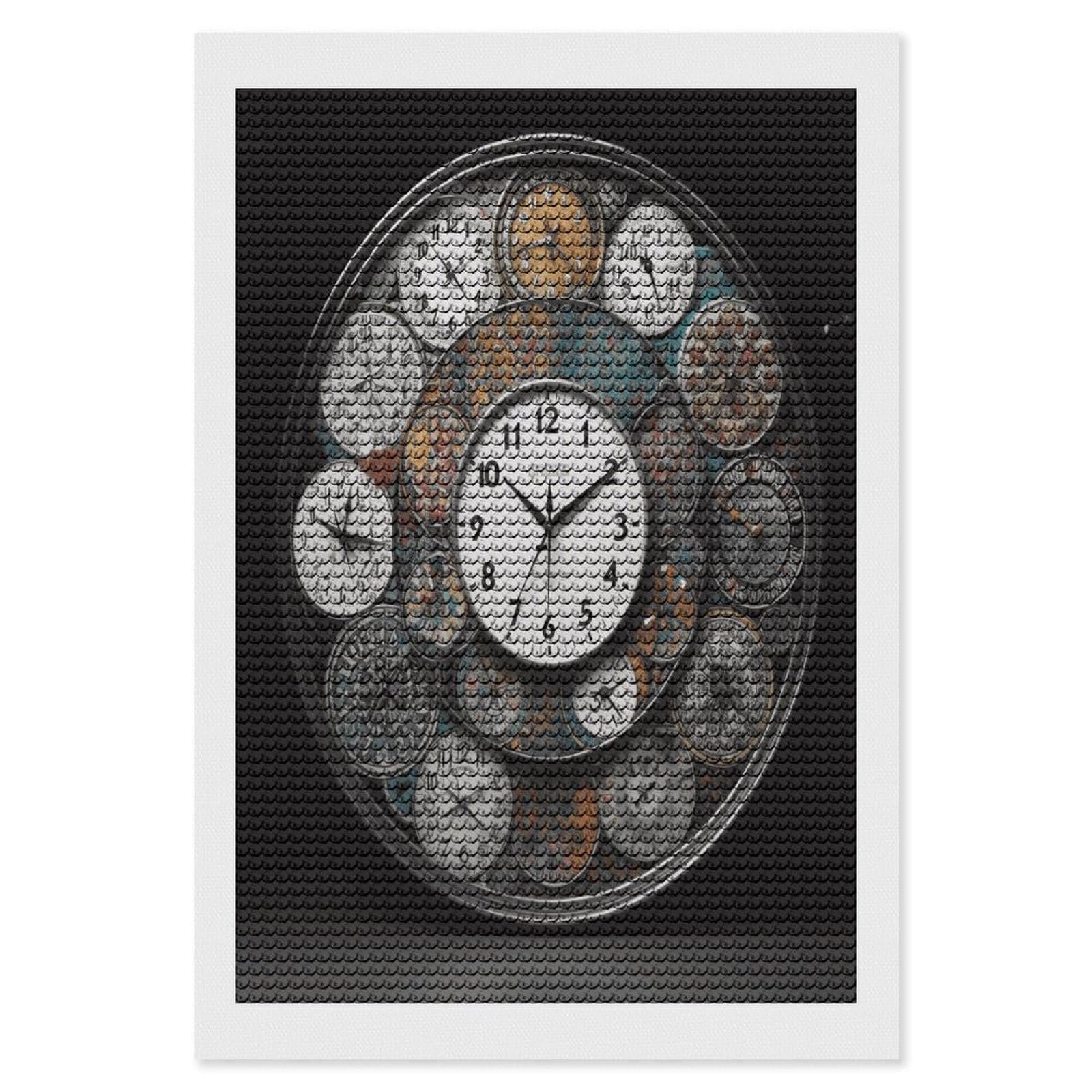 FodPand Clock Art Diamond Art Kits for Adults Diamond Painting Kits for Beginner 5D DIY Full Round Drill Diamond Dot Painting Gem Art Crafts for Home Wall Decor